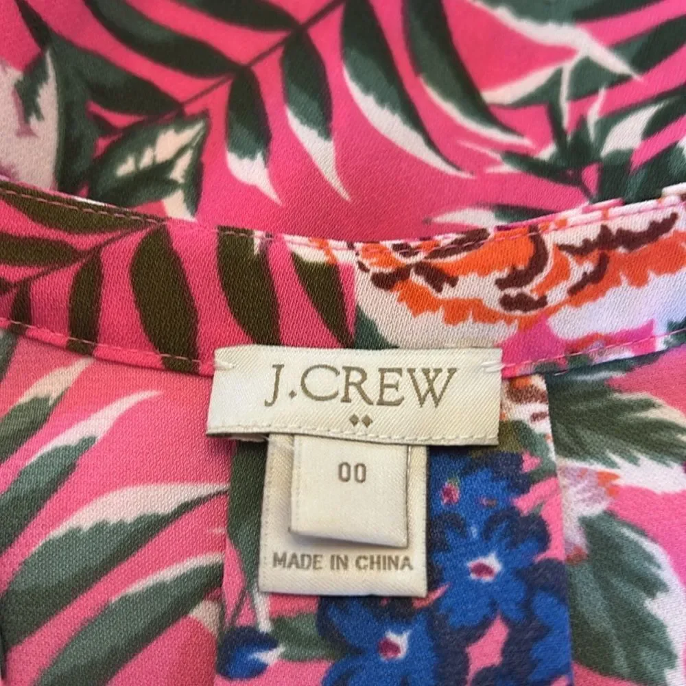 J Crew Floral Hot Pink Sleeveless Top Size 00 EUC